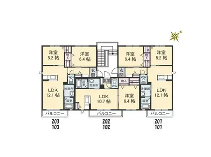 コスモパークヴィーナス(2LDK/2階)の間取り写真