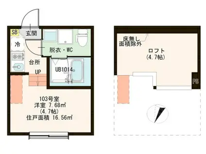 テラス西瑞江(ワンルーム/1階)の間取り写真