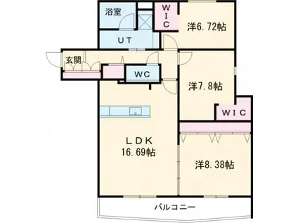 ピオネロ恵庭II(3LDK/2階)の間取り写真
