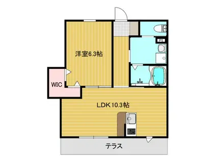 カジハナ(1LDK/1階)の間取り写真
