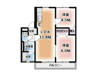 パルテール(2LDK/2階)の間取り写真