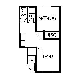 パークハイム(1DK/2階)の間取り写真