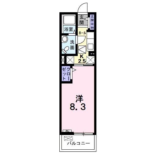 グレイスフルガーデン(1K/1階)の間取り写真