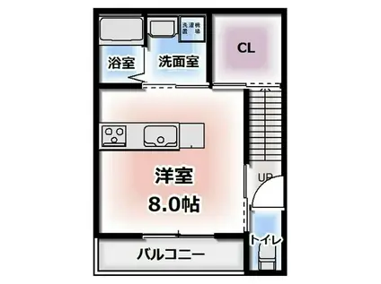 ルミウス今治祇園(ワンルーム/2階)の間取り写真