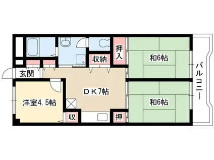 サンパークマンション(3DK/4階)の間取り写真