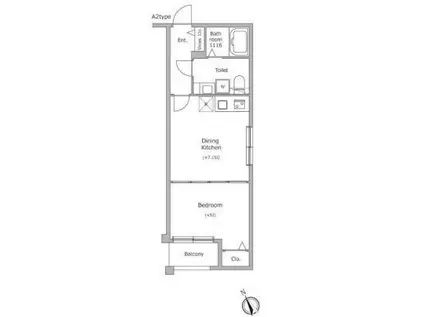ラクラス四谷三丁目(1DK/4階)の間取り写真