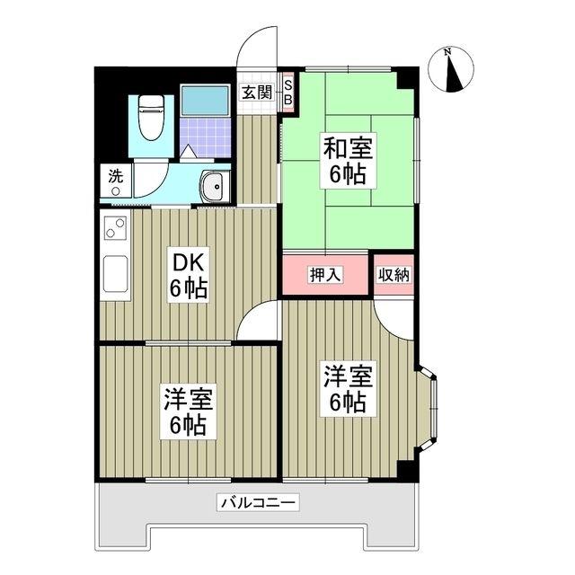 サンハイツナガツカ(3SDK/4階)の間取り写真