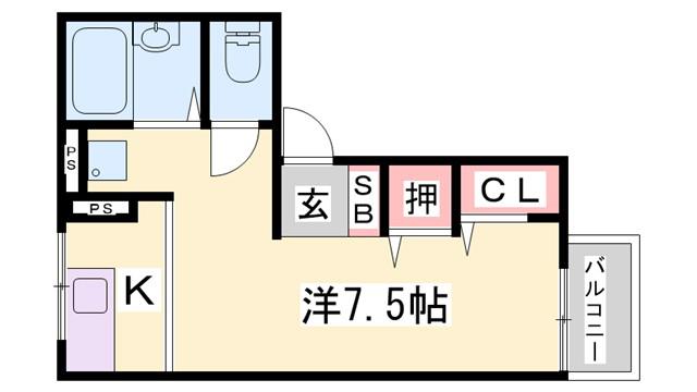 コーポ有明(1K/2階)の間取り写真