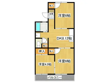 AKコーポA棟(3DK/2階)の間取り写真