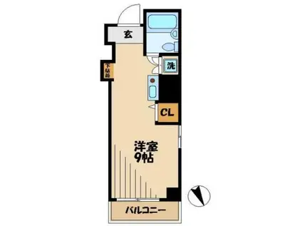 フラット九段南(ワンルーム/6階)の間取り写真