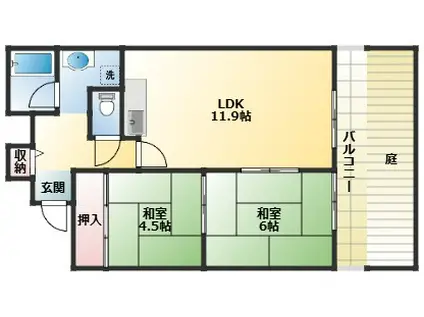 マイライフ鷹(2LDK/1階)の間取り写真