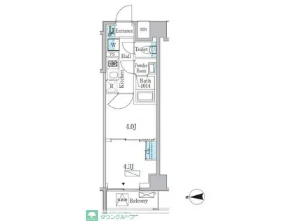 プライマル門前仲町(1DK/2階)の間取り写真