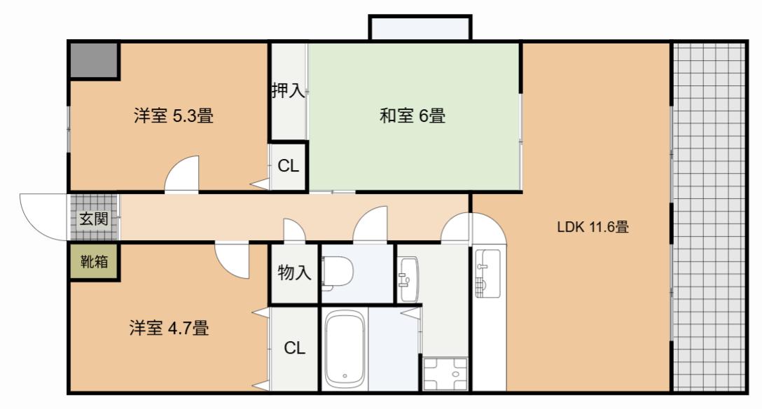 ハイグレード高井田(3LDK/6階)の間取り写真