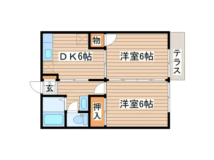 セゾンサツキNO1(2DK/1階)の間取り写真