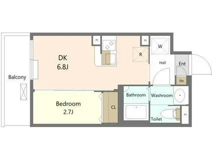 エスグランデ大森(1DK/2階)の間取り写真