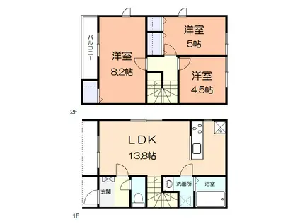 グランポタジェB(3LDK/1階)の間取り写真