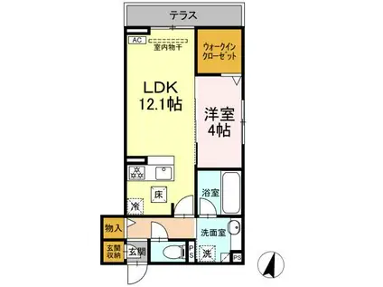 アローフィールド杏(1LDK/1階)の間取り写真