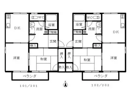 レーベン片寄II(2DK/2階)の間取り写真