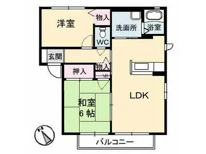 シャーメゾンプレシオンB棟(2LDK/2階)の間取り写真