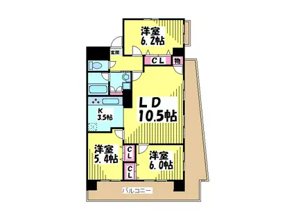 メルヴェーユ調布(3LDK/4階)の間取り写真