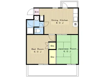 ヒルズ司1(2DK/3階)の間取り写真