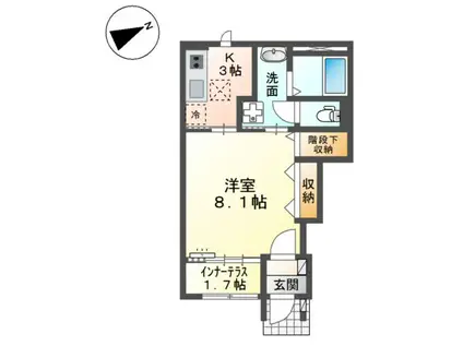 シャンブッシュ(1K/1階)の間取り写真