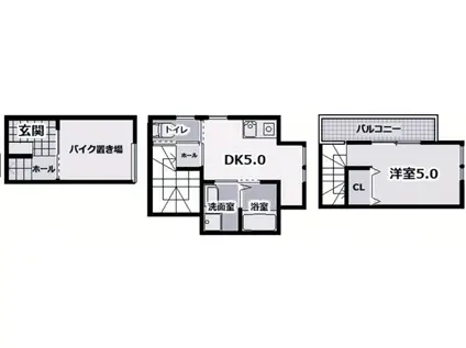 アリビア旭が丘(1DK/1階)の間取り写真