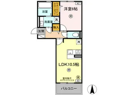 ソレイユハイム(1LDK/2階)の間取り写真