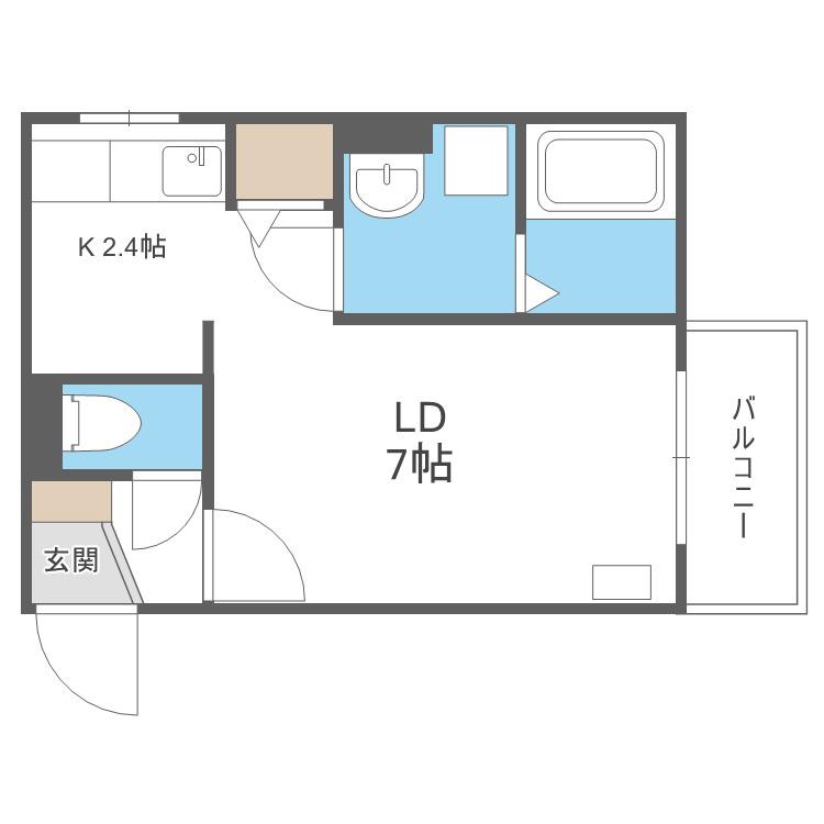 ＪＲ函館本線 手稲駅 徒歩15分 4階建 築11年(1K/3階)の間取り写真