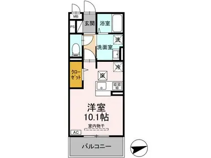 メゾングランレーヴ A棟(ワンルーム/1階)の間取り写真