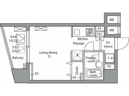 レジディア神田岩本町(ワンルーム/4階)の間取り写真