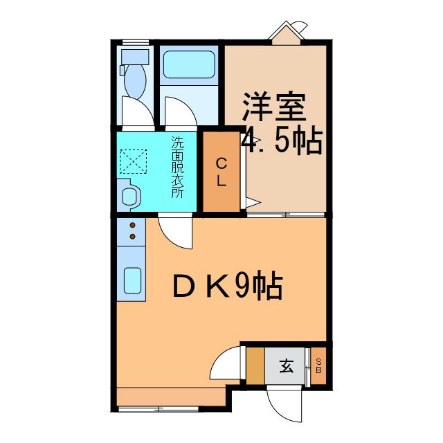 ブライト175(1DK/2階)の間取り写真