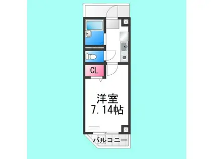 アップロアー(1K/4階)の間取り写真