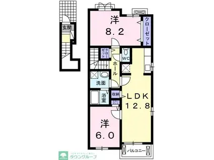 フラットウェルエムズ(2LDK/2階)の間取り写真