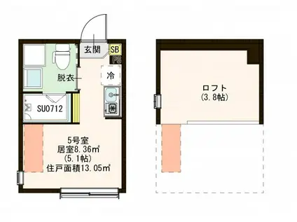ハーモニーテラス綾瀬VI(ワンルーム/1階)の間取り写真