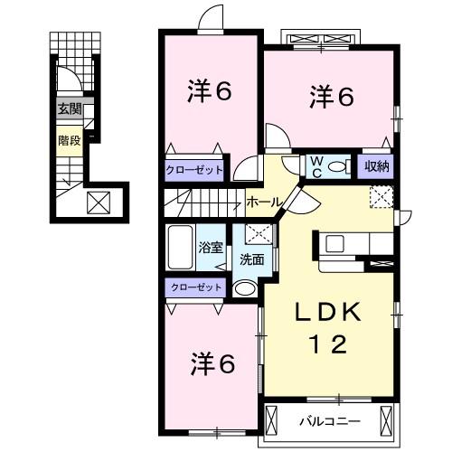 ベッラカーサ(3LDK/2階)の間取り写真
