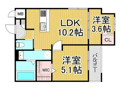 グラシアスコート武庫之荘(2LDK/1階)の間取り写真