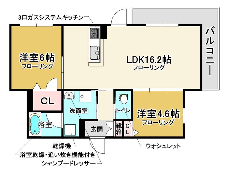 D-RESIDENCE荘園B(2LDK/1階)の間取り写真