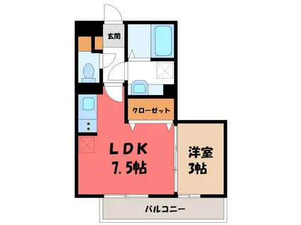 エピナール E(1DK/3階)の間取り写真