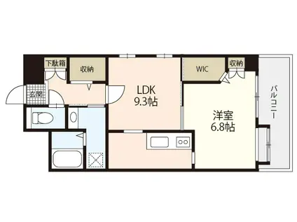 ベルハイツ1ST(1LDK/9階)の間取り写真
