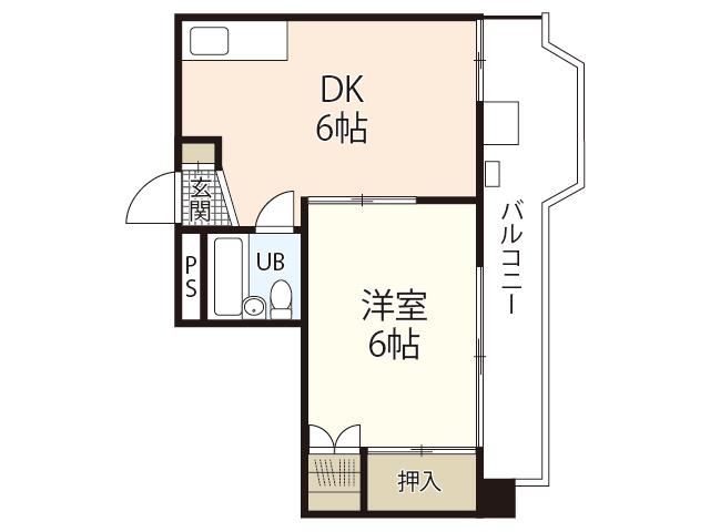 まるみビル(1DK/4階)の間取り写真