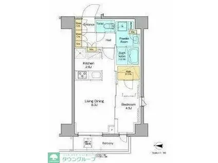 プラウドフラット本所吾妻橋(1LDK/7階)の間取り写真
