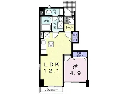 メゾン・ド・京成(1LDK/1階)の間取り写真