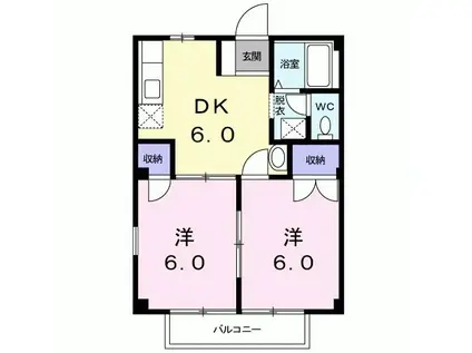 フレンドリーハイツ(2DK/2階)の間取り写真