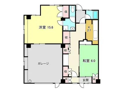 ハレモアナ新田(2K/1階)の間取り写真