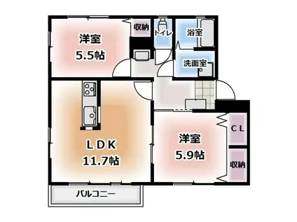 マルジュ神明(2LDK/2階)の間取り写真