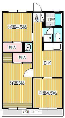 アーバン和田山 C(3DK/2階)の間取り写真