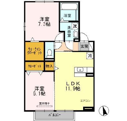 ハルトリーゲル A(2LDK/2階)の間取り写真
