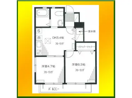 パインコート小平(2DK/1階)の間取り写真