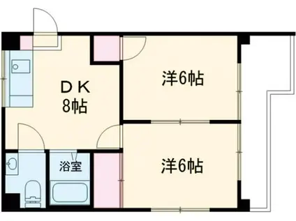 ハイツ南松山(2DK/2階)の間取り写真